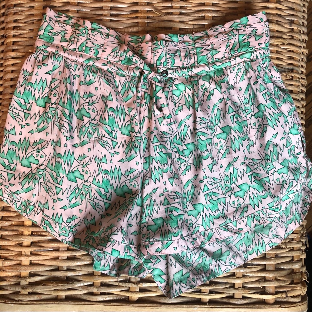 Millau Electric Pink and Green High-Waisted Shorts